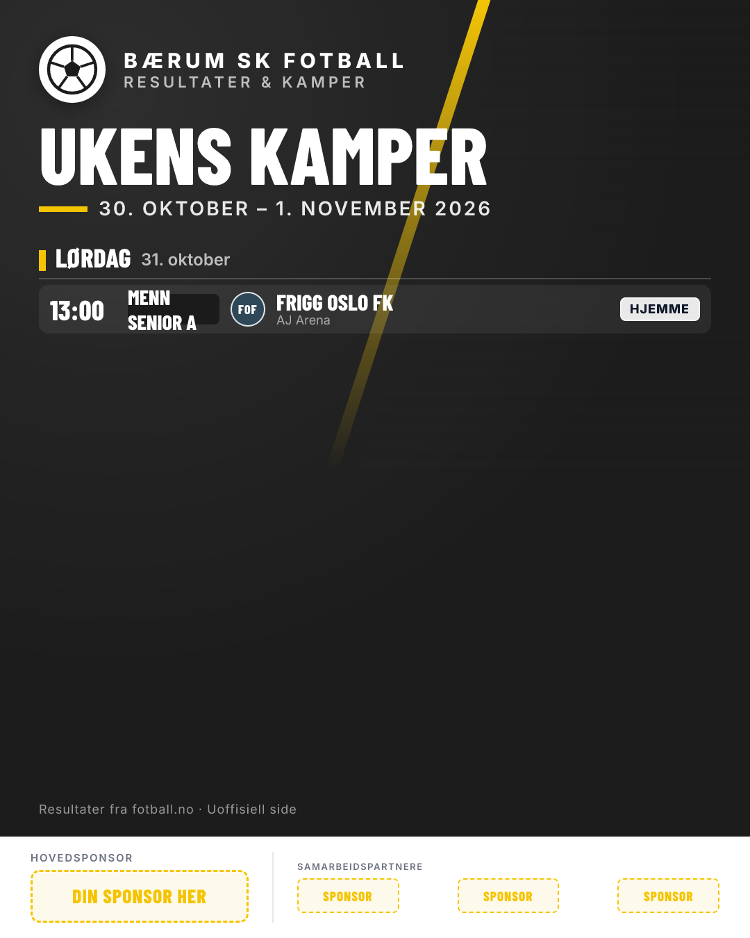 Ukens kamper (1 kamper)