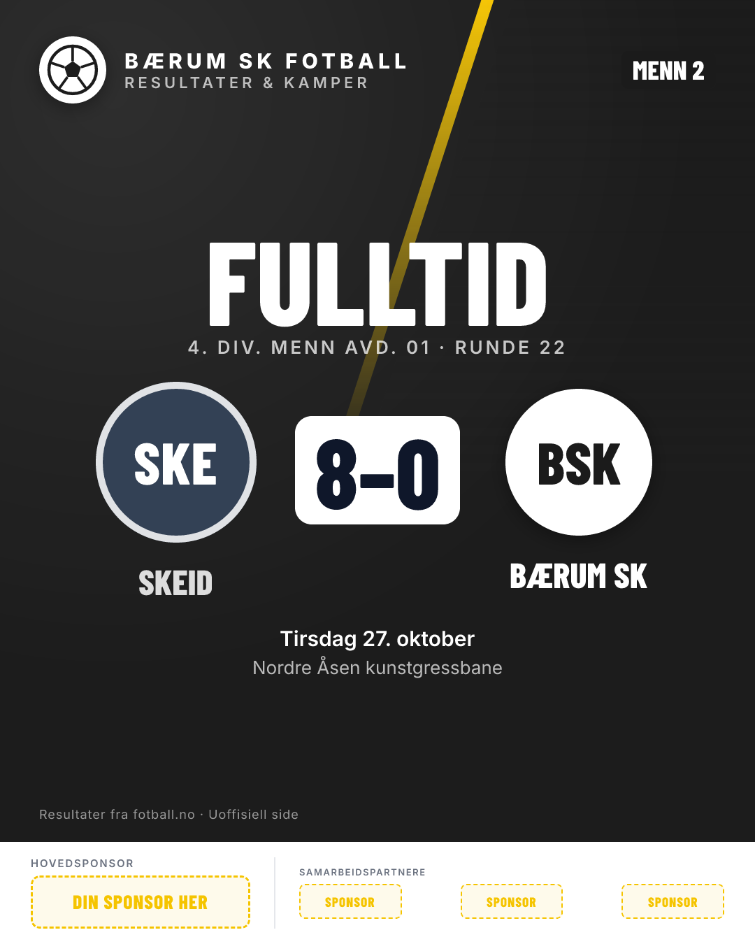 Menn 2: Skeid Menn 2 8–0 Bærum Menn 2