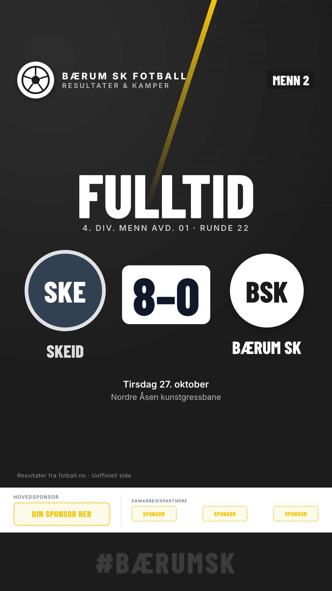 Menn 2: Skeid Menn 2 8–0 Bærum Menn 2